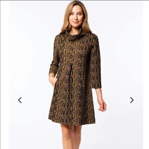 Tyler Boe Kim Animal Print Cowl Neck Sweater Shift Dress [size xs]